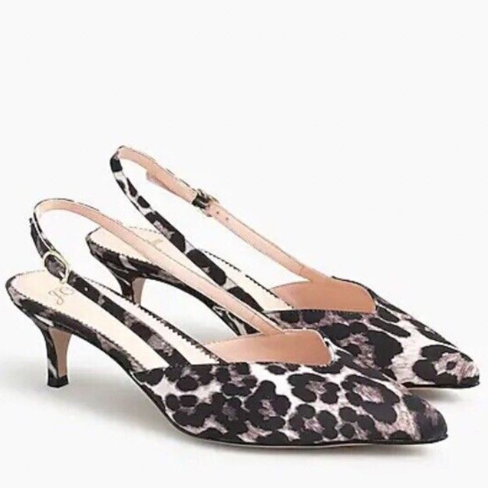 J.CREW  Sophia Slingback Pumps in Leopard Satin